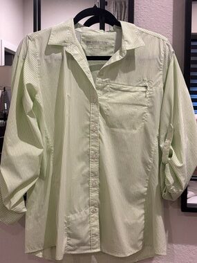 Ariat Light Green and White Striped Performance Button-Down Shirt